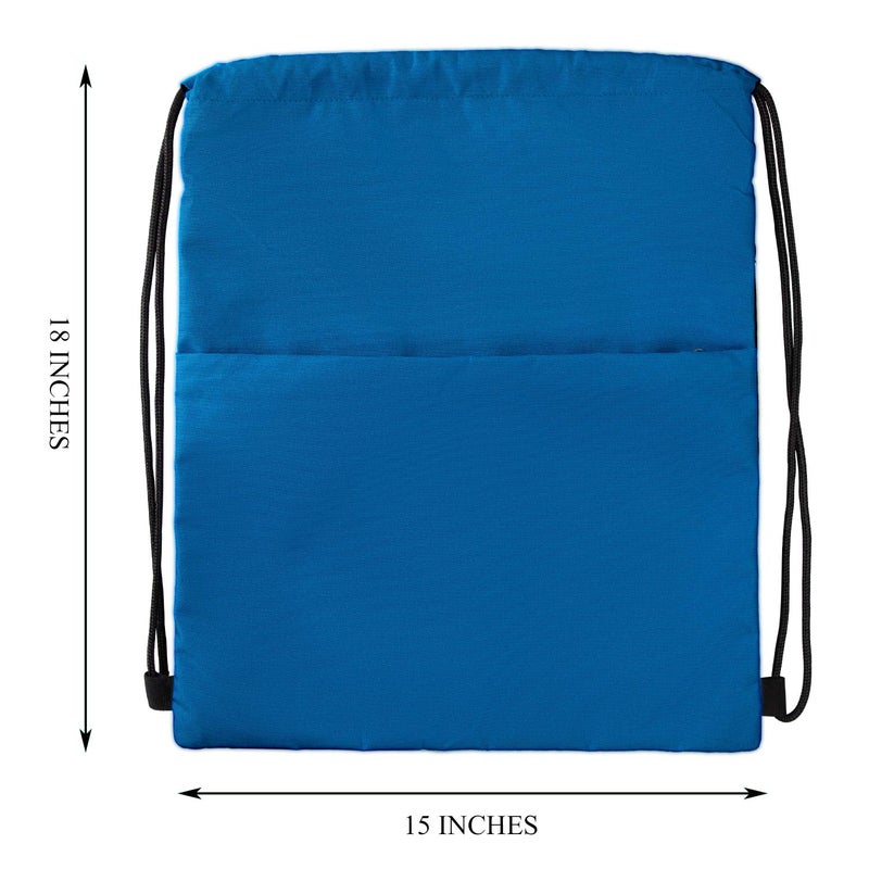 Vorspack Drawstring Backpack Water Resistant String Bag Sports Sackpack Gym Sack with Side Pocket for Men Women - Blue - Image 2